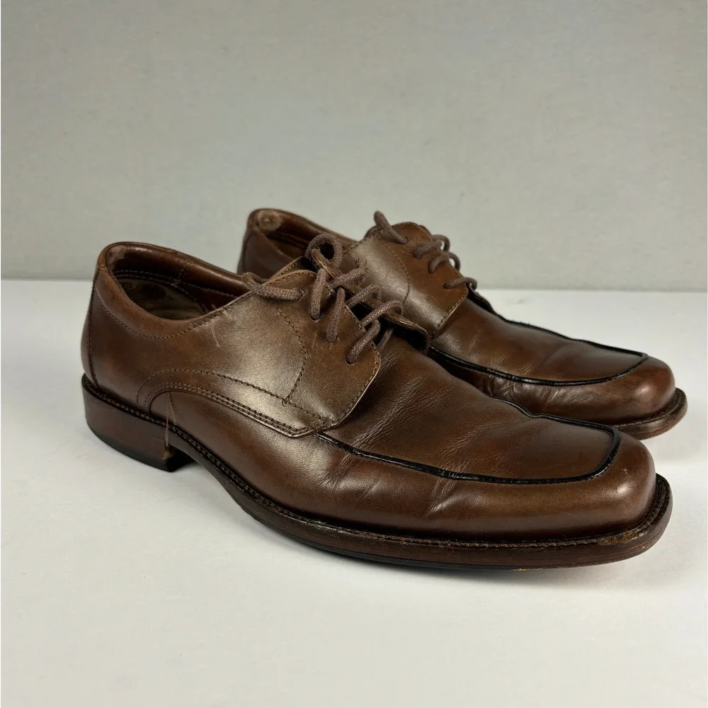 Johnston & Murphy 20-07816 Bicycle Toe Derby Dress Shoes 8M Brown Leather